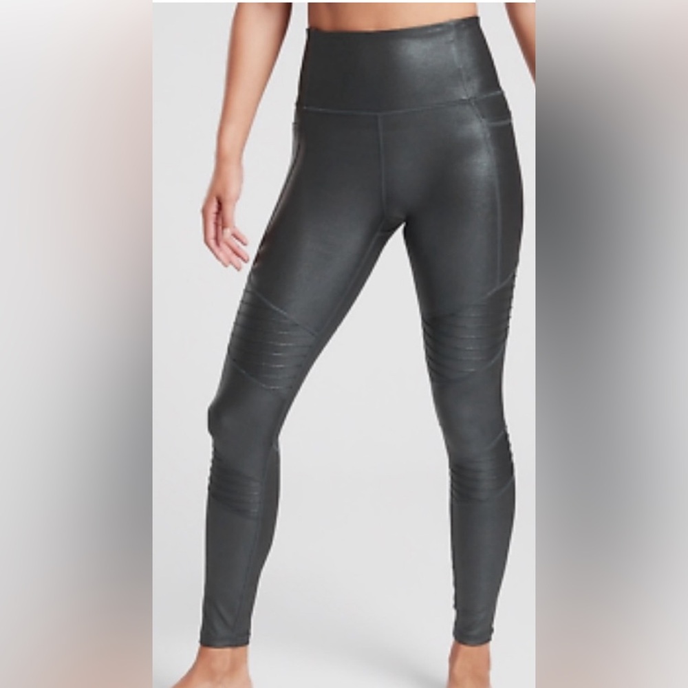 ATHLETA Inclination Moto Shimmer Tight MWOT Sz M